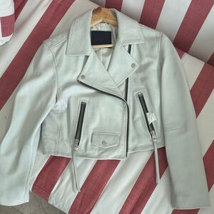 All Saints Light Gray Leather Jacket